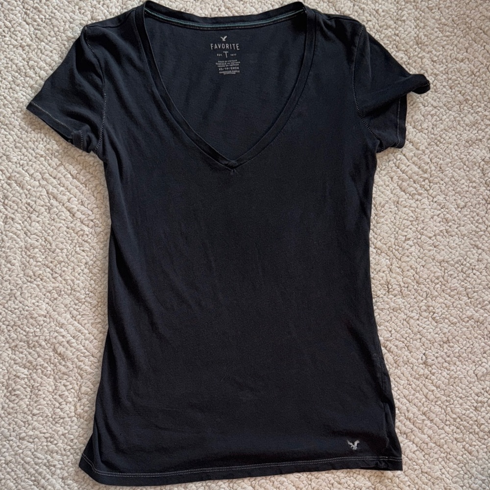 Aerie Classic Dark Grey V-Neck Tee